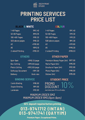 Ireem Print Studio, Nilai, Negeri Sembilan (Best Printing shop di Nilai)