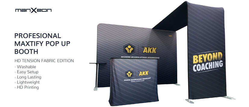 Manxeon Pengurusan Acara: Backdrop Tension Fabric & Penyewaan Perabot – Cetakan Kualiti Tinggi