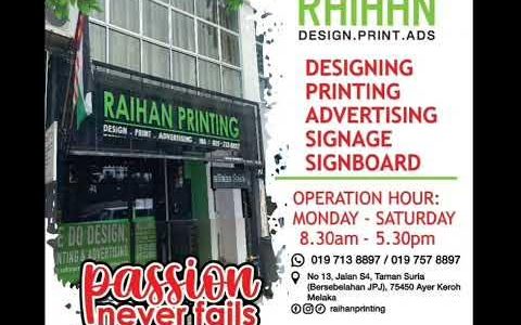 Raihan Printing & Advertising Melaka – Percetakan Berkualiti & Rekaan Kreatif di Melaka